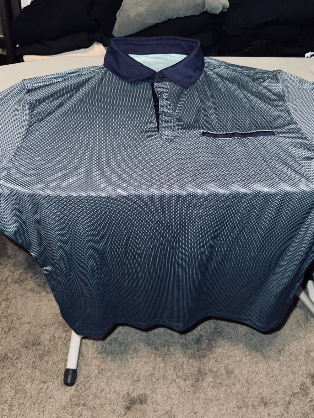 Head Men's Navy Micro-Dot Polo with Dark Navy Collar